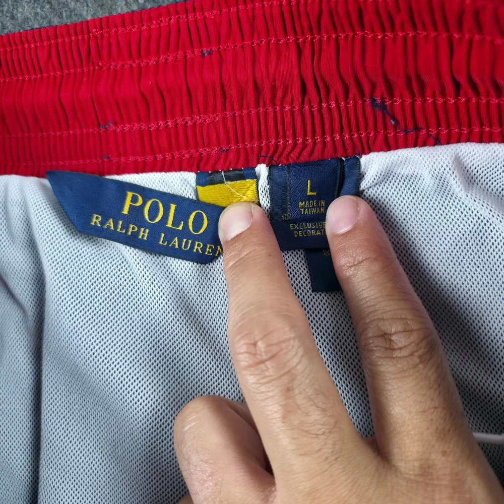 Polo Ralph Lauren Swim Trunks Mens L Navy Blue Red Pony 6
